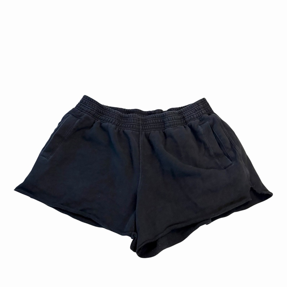 Aerie Washed Black Soft Lounge Shorts Raw Hem Casual Comfy Size L Clean Girl